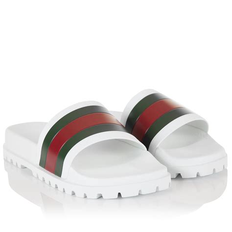 gucci web slide sandal white